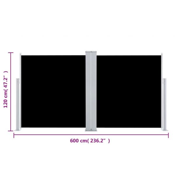 Seitenmarkise Ausziehbar Schwarz 117x600 cm