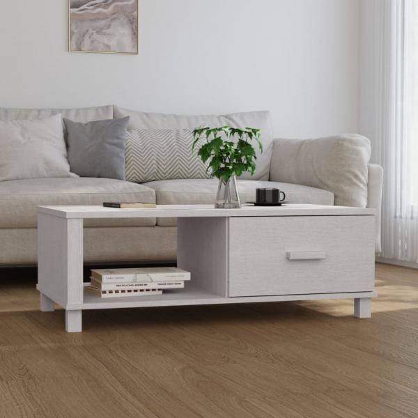 ARDEBO.de - Couchtisch HAMAR Weiß 100x55x35 cm Massivholz Kiefer