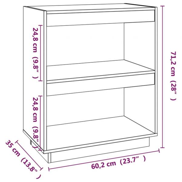 Bücherregal Weiß 60x35x71 cm Massivholz Kiefer