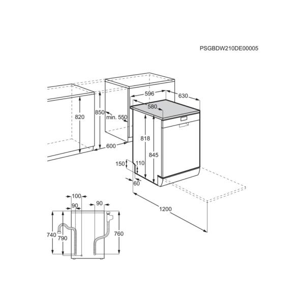 AEG FFS5361CZW Standgeschirrspüler, 60 cm breit, 13 Maßgedecke, AutoSense, Abschaltautomatik, Beladungserkennung, LED Display, 5 Spülprogramme, 4 Temperaturen, weiß