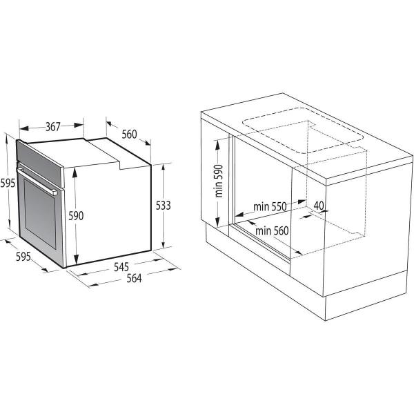 Gorenje BC6715E02WK Einbauherd, 60cm breit, 77 L, Pizza Funktion, Umluft, Großflächengrill, Schnellaufheizung, Pizza Funktion, Weiß