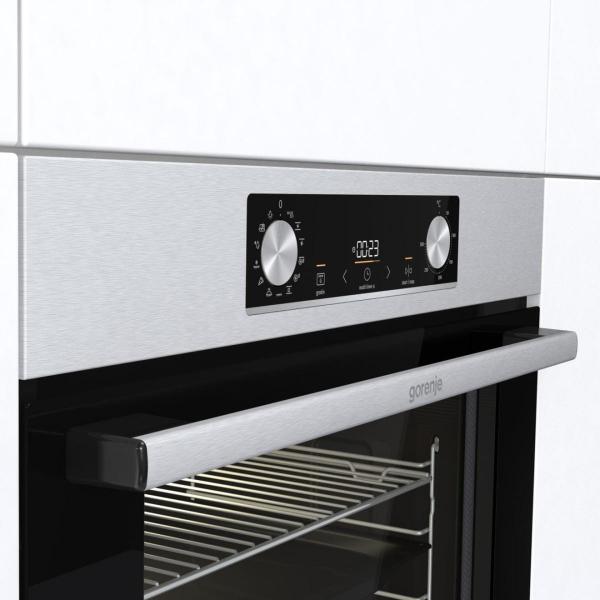 Gorenje BPS6737E14X EEK: A+ Einbaubackofen, Nischenhöhe 60cm, 77L, Pyrolyse, PerfectGrill, ExtraSteam, AirFry, Edelstahl Anti-Fingerprint