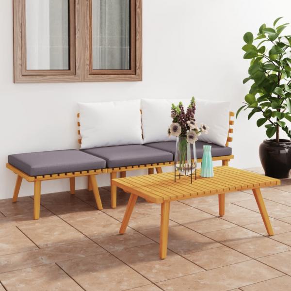 ARDEBO.de - 4-tlg. Garten-Lounge-Set mit Kissen Massivholz Akazie