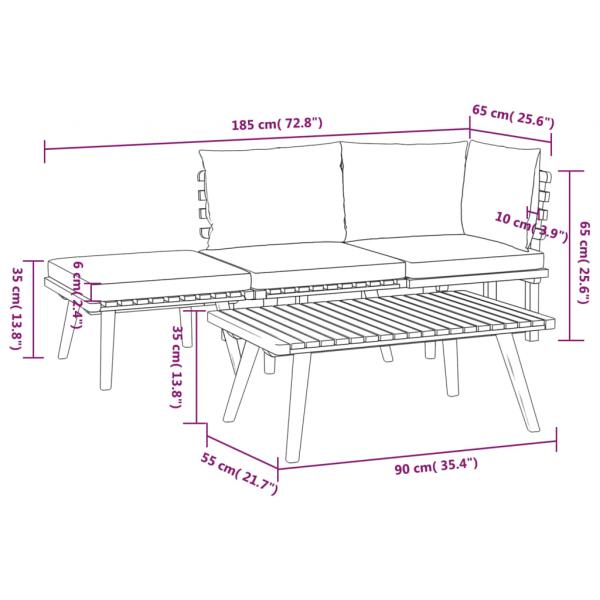 4-tlg. Garten-Lounge-Set mit Kissen Massivholz Akazie