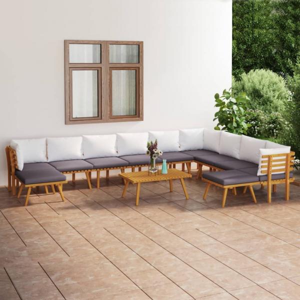 ARDEBO.de - 12-tlg. Garten-Lounge-Set mit Kissen Massivholz Akazie