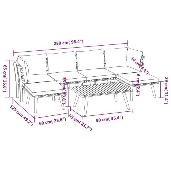 7-tlg. Garten-Lounge-Set mit Kissen Massivholz Akazie