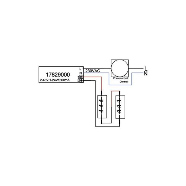 Brumberg LED-Konverter 500 mA Phasenabschnitt dimmbar, 1-24W (17829010)