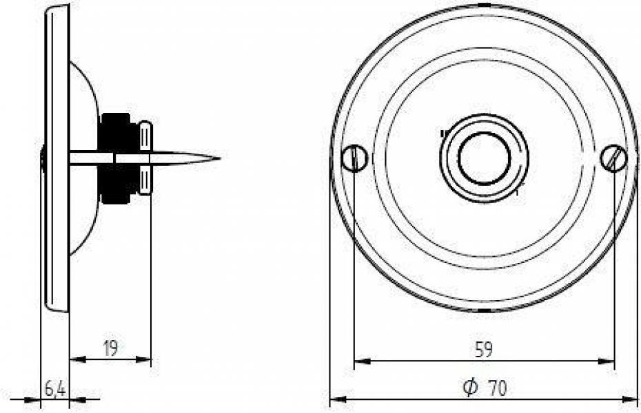 Grothe KS 2070 MS-GL Klingeltaster, Ø 70x28mm, Messing gebürstet (64131)