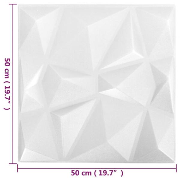 3D-Wandpaneele 24 Stk. 50x50 cm Diamantweiß 6 m²