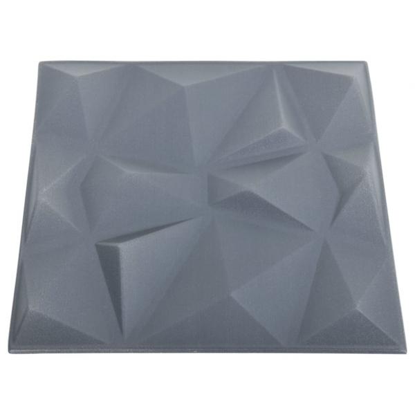 3D-Wandpaneele 24 Stk. 50x50 cm Diamant Grau 6 m²