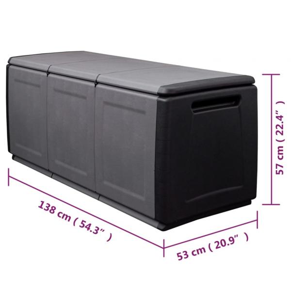 Garten Aufbewahrungsbox 138x53x57 cm 330 L Dunkelgrau Schwarz