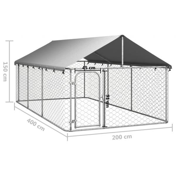 Outdoor-Hundezwinger mit Dach 400x200x150 cm