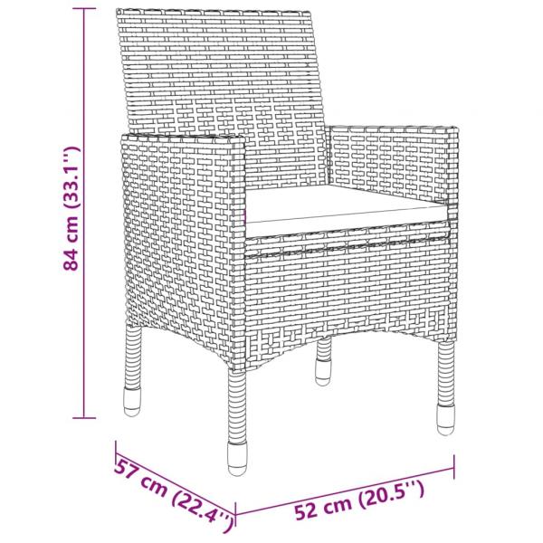 3-tlg. Garten-Essgruppe Poly Rattan Grau