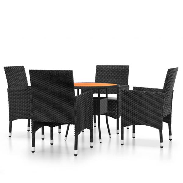 5-tlg. Garten-Essgruppe Poly Rattan Schwarz