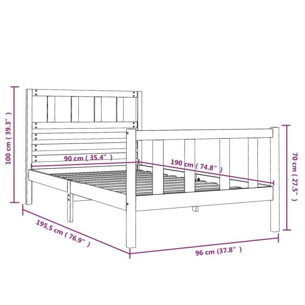 Massivholzbett 90x190 cm