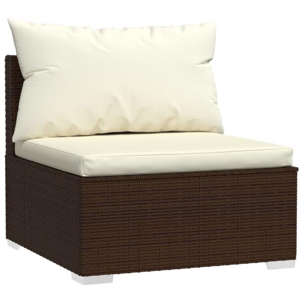 2-tlg. Garten-Lounge-Set mit Kissen Poly Rattan Braun