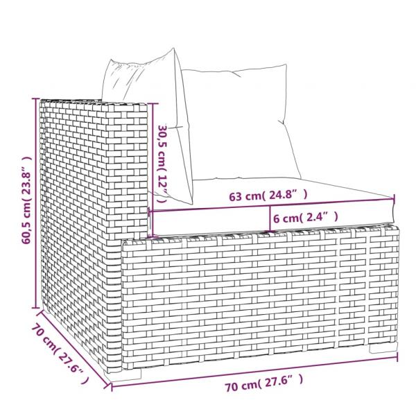 9-tlg. Garten-Lounge-Set mit Kissen Poly Rattan Braun