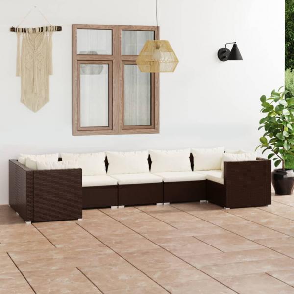 ARDEBO.de - 7-tlg. Garten-Lounge-Set mit Kissen Poly Rattan Braun