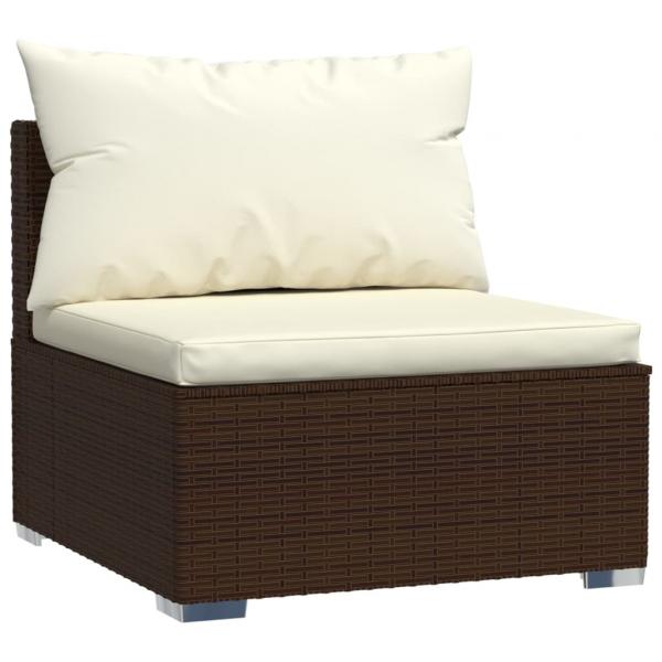 8-tlg. Garten-Lounge-Set mit Kissen Braun Poly Rattan