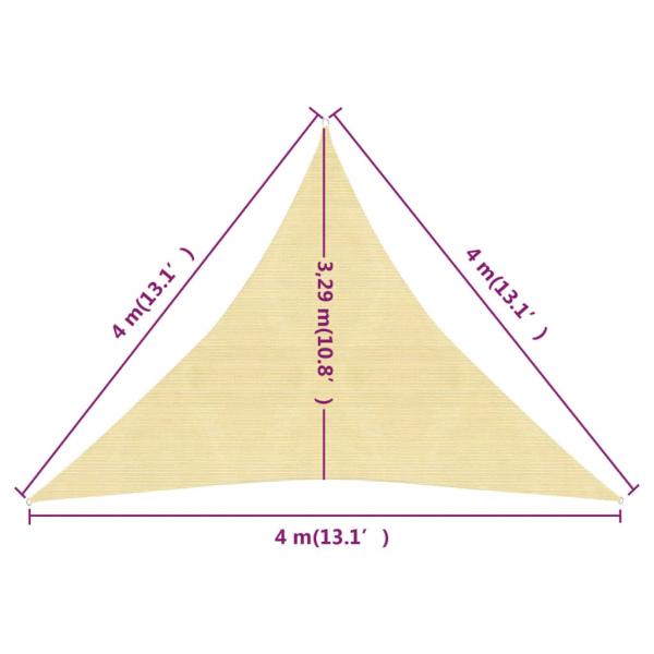 Sonnensegel 160 g/m² Beige 4x4x4 m HDPE