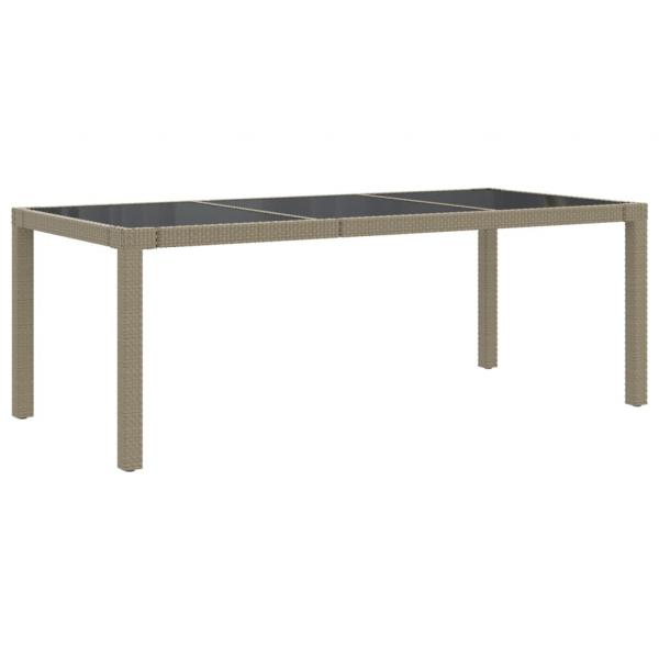 Gartentisch Beige 190x90x75 cm Gehärtetes Glas und Poly Rattan