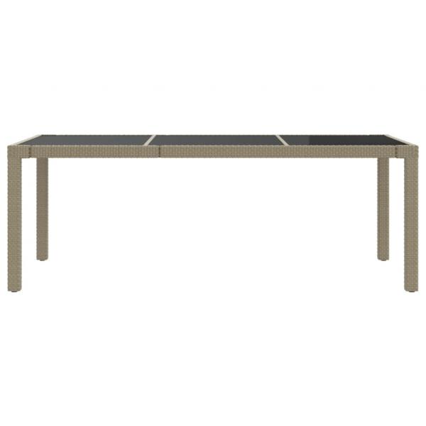 Gartentisch Beige 190x90x75 cm Gehärtetes Glas und Poly Rattan