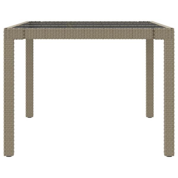 Gartentisch Beige 190x90x75 cm Gehärtetes Glas und Poly Rattan