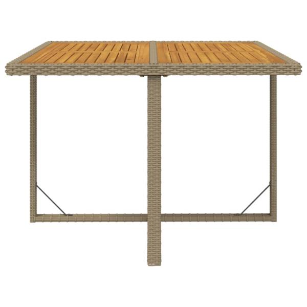 Gartentisch Beige 109x107x74 cm Poly Rattan & Massivholz Akazie