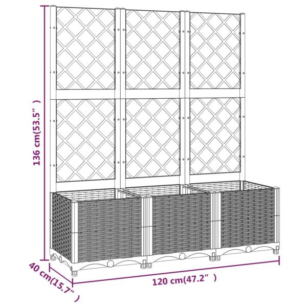 Pflanzkübel mit Rankgitter Braun 120x40x136 cm PP