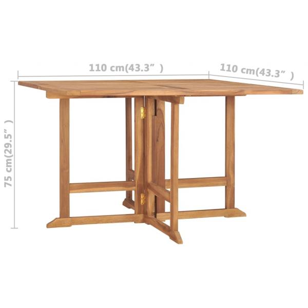 Garten-Esstisch Klappbar 110x110x75 cm Massivholz Teak