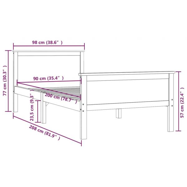 Massivholzbett Kiefer 90x200 cm