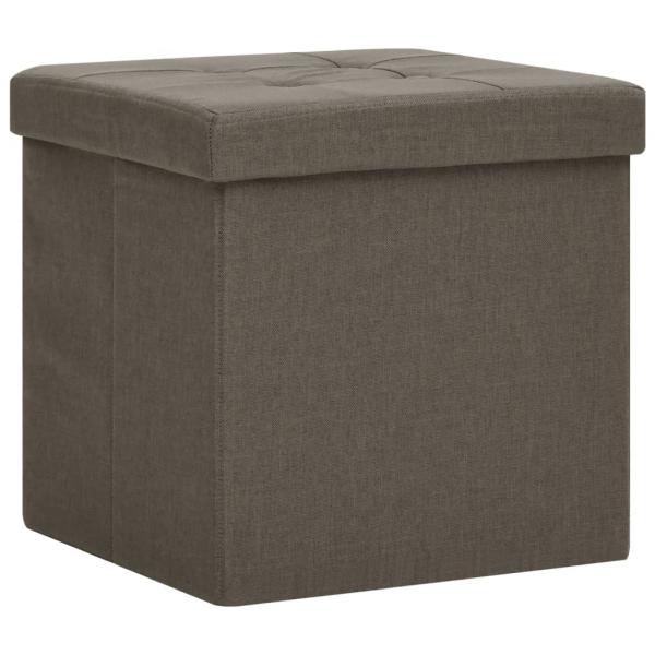 Hocker mit Stauraum Braun Leinenoptik