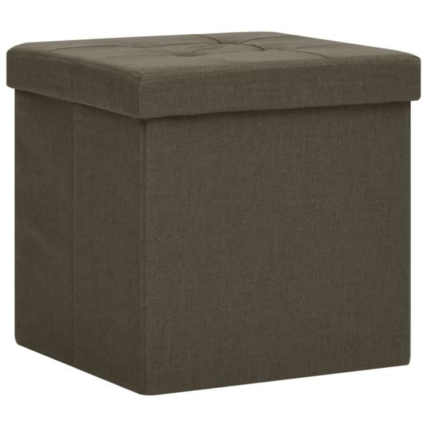 Hocker mit Stauraum Dunkelbraun Leinenoptik