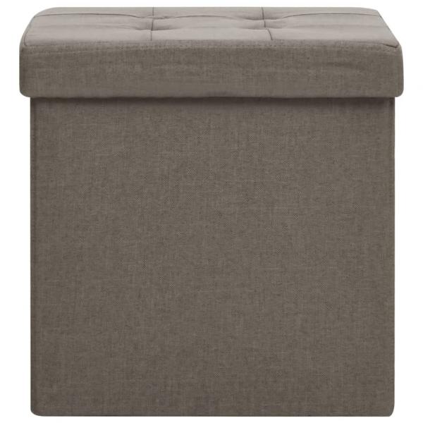 Hocker mit Stauraum Taupe Leinenoptik