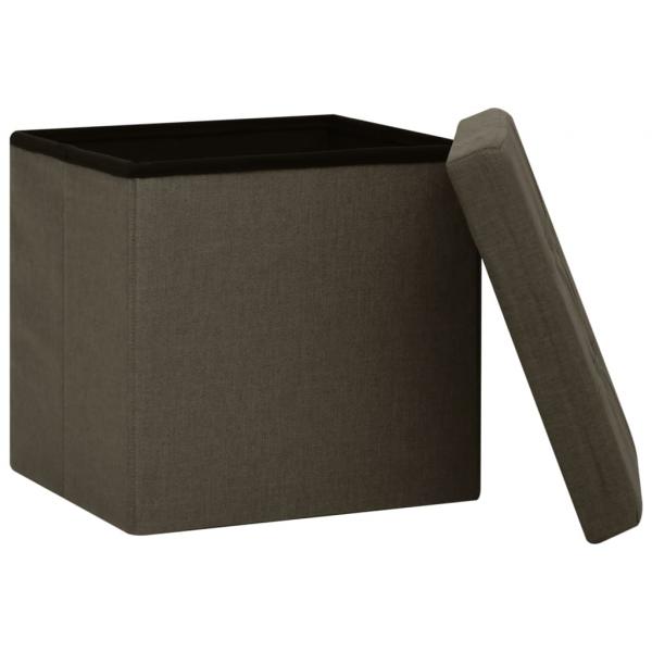 Hocker mit Stauraum 2 Stk. Dunkelbraun Leinenoptik