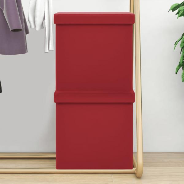 ARDEBO.de - Hocker mit Stauraum 2 Stk. Weinrot PVC