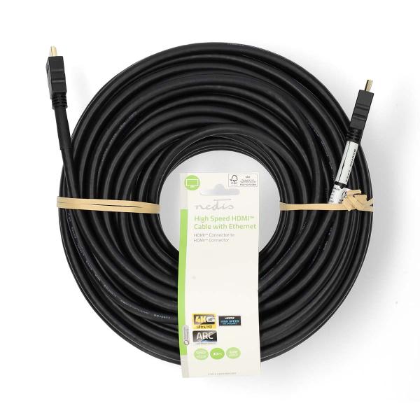 High Speed ??HDMI ? Kabel mit Ethernet | HDMI? Stecker | HDMI? Stecker | 4K@30Hz | ARC | 10.2 Gbps | 30.0 m | Rund | PVC | Schwarz | Label