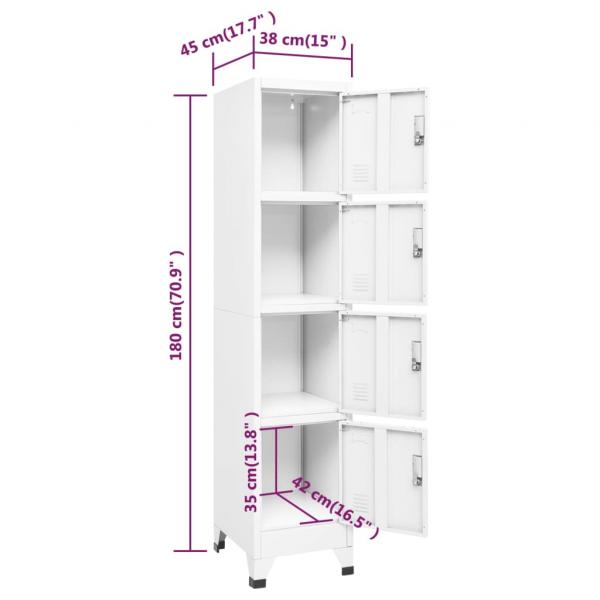 Schließfachschrank Weiß 38x45x180 cm Stahl