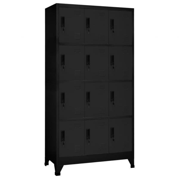 ARDEBO.de - Schließfachschrank Schwarz 90x45x180 cm Stahl