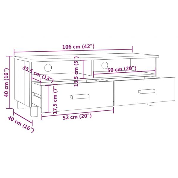 TV-Schrank HAMAR Dunkelgrau 106x40x40 cm Massivholz Kiefer