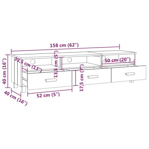 TV-Schrank HAMAR Dunkelgrau 158x40x40 cm Massivholz Kiefer