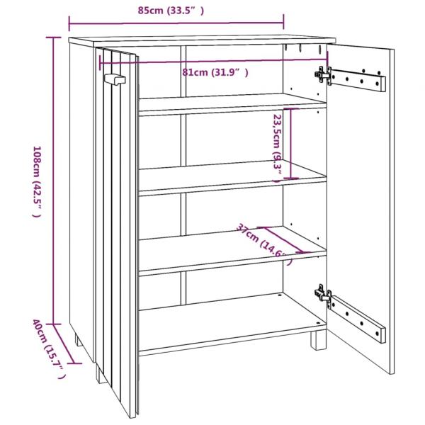 Schuhschrank HAMAR Dunkelgrau 85x40x108 cm Massivholz Kiefer