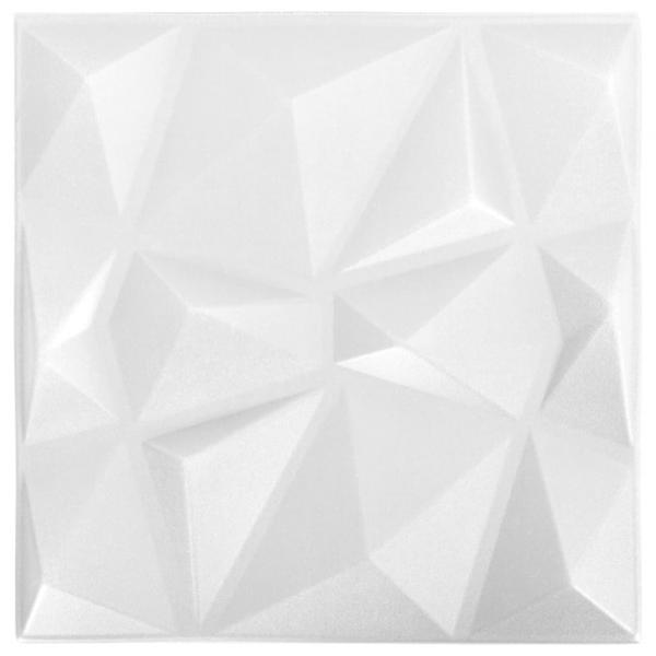 3D-Wandpaneele 12 Stk. 50x50 cm Diamant Weiß 3 m²