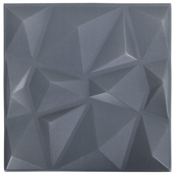 3D-Wandpaneele 12 Stk. 50x50 cm Diamant Grau 3 m²