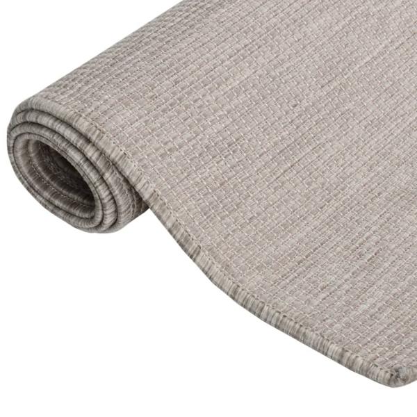 Outdoor-Teppich Flachgewebe 100x200 cm Taupe