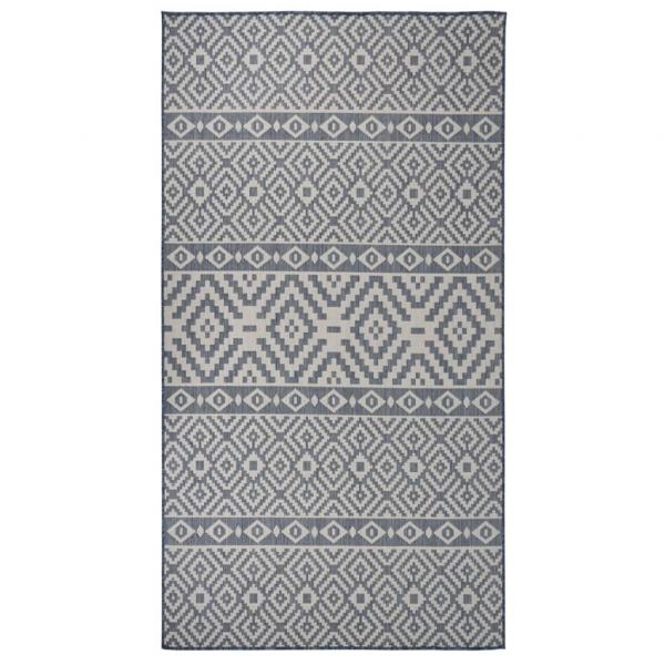 ARDEBO.de - Outdoor-Teppich Flachgewebe 80x150 cm Blau Gestreift