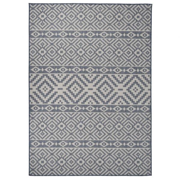 ARDEBO.de - Outdoor-Teppich Flachgewebe 120x170 cm Blau Gestreift