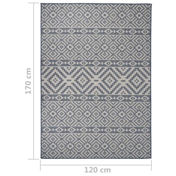 Outdoor-Teppich Flachgewebe 120x170 cm Blau Gestreift