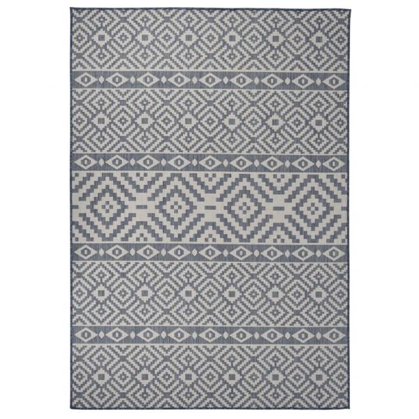 ARDEBO.de - Outdoor-Teppich Flachgewebe 160x230 cm Blau Gestreift