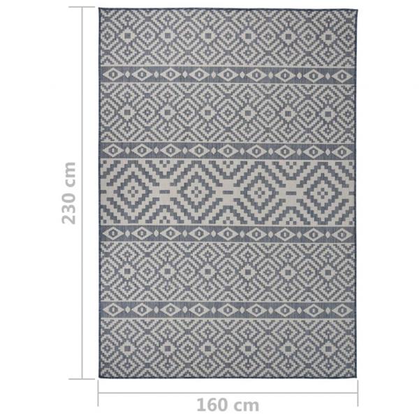 Outdoor-Teppich Flachgewebe 160x230 cm Blau Gestreift